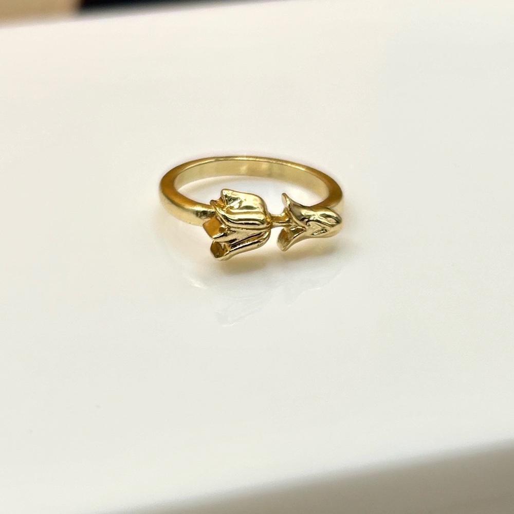 Gold tulip midi ring - Picture 6 of 7